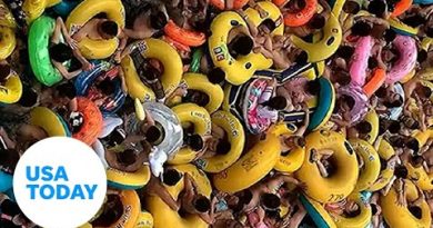 Popular wave pool in China crammed with park guests, inflatables | USA TODAY