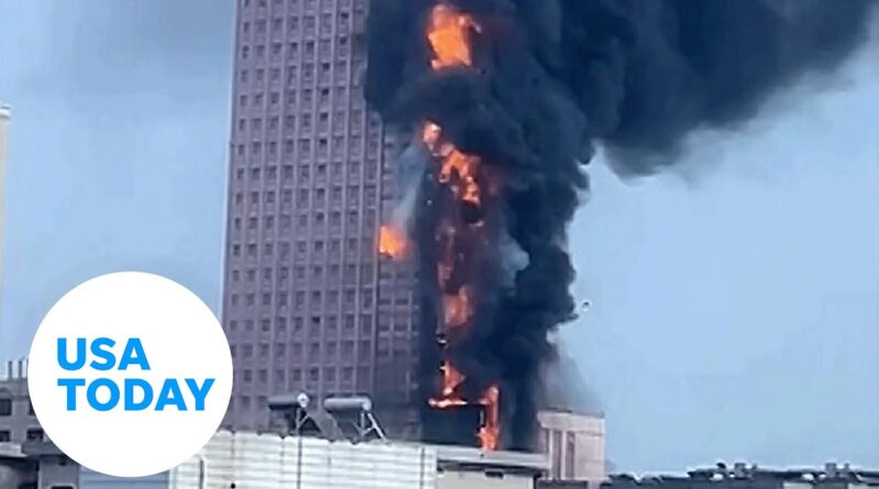 Flames engulf entire skyscraper in China | USA TODAY