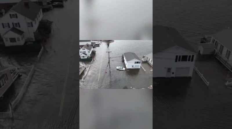 Drone footage captures coastal flooding damage in New Hampshire town #Shorts