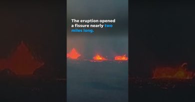 Watch: Volcanic eruption in Iceland closes roads #Shorts